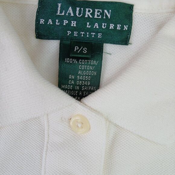 Ralph Lauren Womens Ivory Short Sleeve Gold Crest Crown Logo  Polo Shirt Size PS - Picture 2 of 6